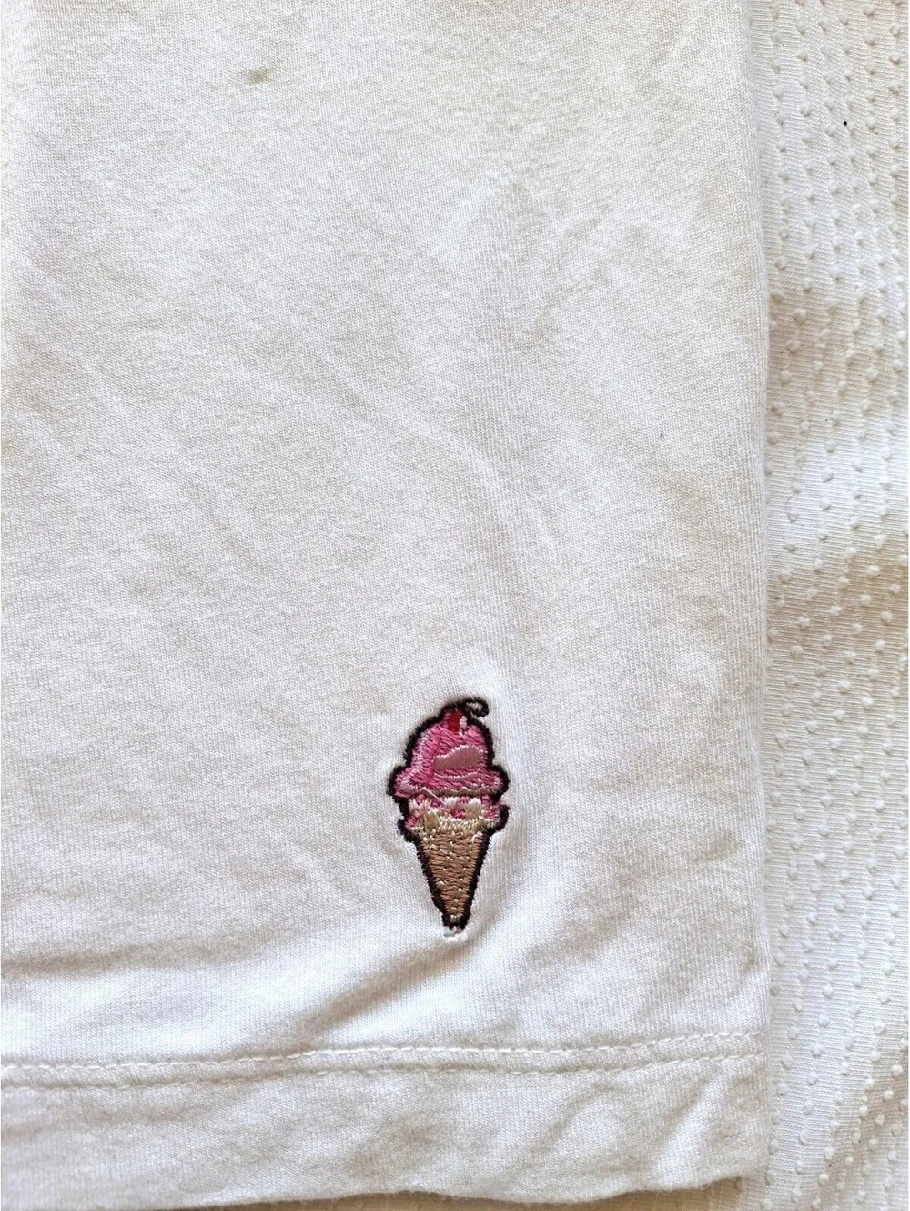 Jared Lang XL Pajama Shorts White Ice Cream Embroidered Viscose JSH-4106